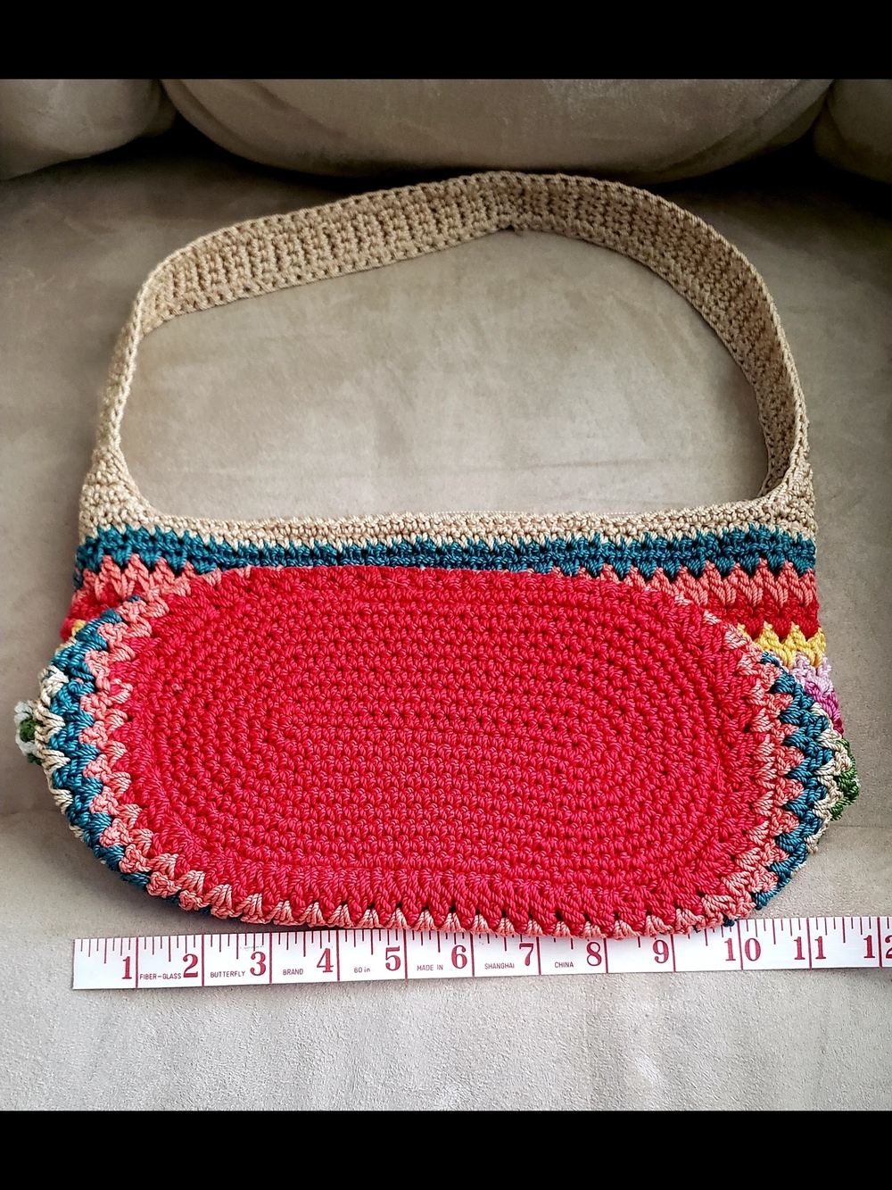 Vintage The Sak Rainbow Striped Crochet Shoulder Bag Boho Chevron - Picture 7 of 8